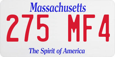 MA license plate 275MF4