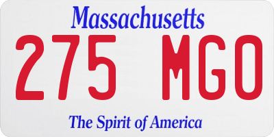 MA license plate 275MG0