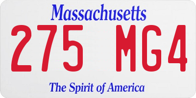 MA license plate 275MG4