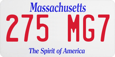 MA license plate 275MG7