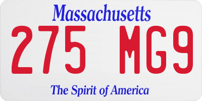 MA license plate 275MG9