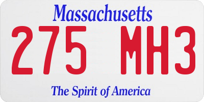 MA license plate 275MH3