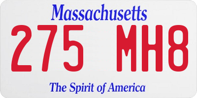 MA license plate 275MH8