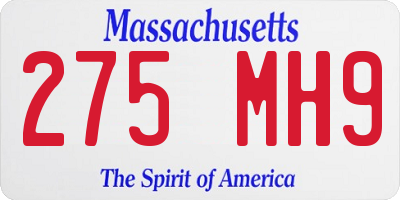 MA license plate 275MH9