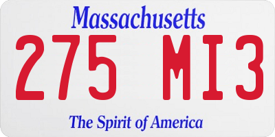 MA license plate 275MI3