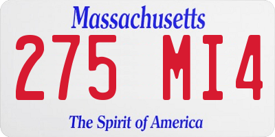 MA license plate 275MI4