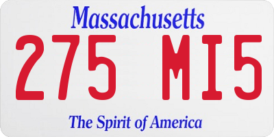 MA license plate 275MI5
