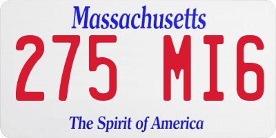 MA license plate 275MI6
