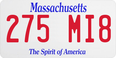 MA license plate 275MI8
