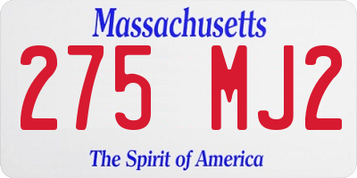 MA license plate 275MJ2