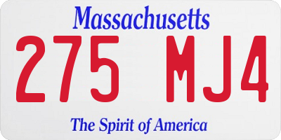 MA license plate 275MJ4