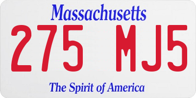 MA license plate 275MJ5