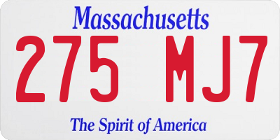 MA license plate 275MJ7