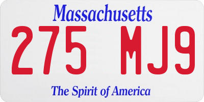 MA license plate 275MJ9