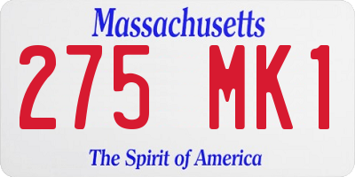 MA license plate 275MK1