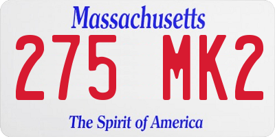 MA license plate 275MK2