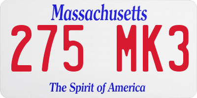 MA license plate 275MK3