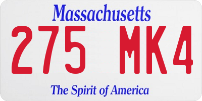 MA license plate 275MK4