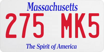 MA license plate 275MK5