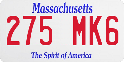 MA license plate 275MK6