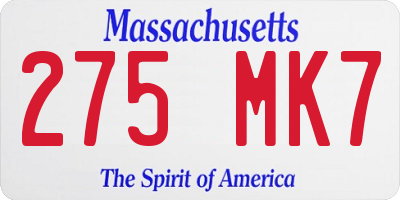 MA license plate 275MK7