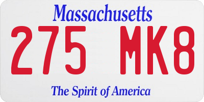 MA license plate 275MK8