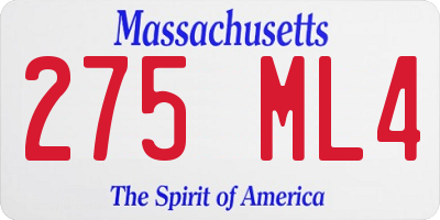 MA license plate 275ML4