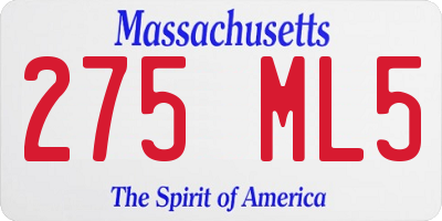 MA license plate 275ML5