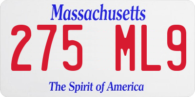 MA license plate 275ML9