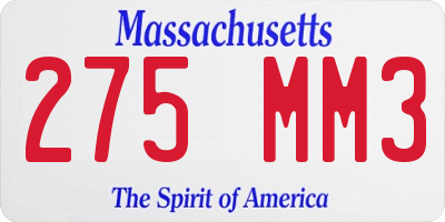 MA license plate 275MM3