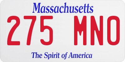 MA license plate 275MN0