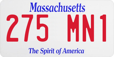 MA license plate 275MN1