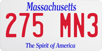 MA license plate 275MN3