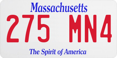 MA license plate 275MN4