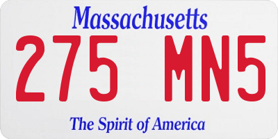 MA license plate 275MN5