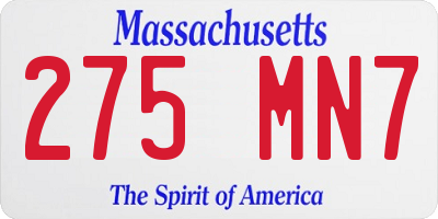 MA license plate 275MN7