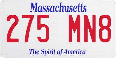 MA license plate 275MN8