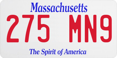 MA license plate 275MN9