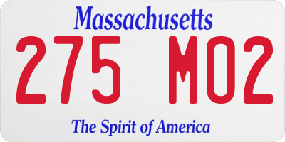 MA license plate 275MO2