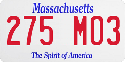 MA license plate 275MO3