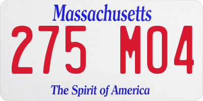 MA license plate 275MO4