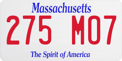 MA license plate 275MO7