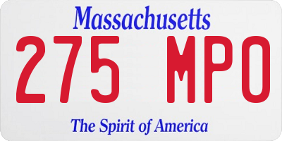 MA license plate 275MP0