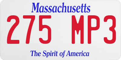 MA license plate 275MP3