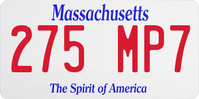 MA license plate 275MP7
