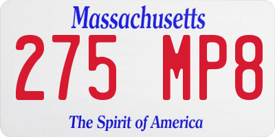 MA license plate 275MP8