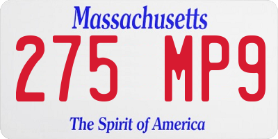 MA license plate 275MP9