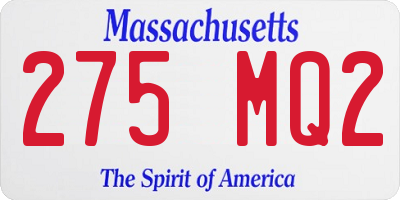 MA license plate 275MQ2