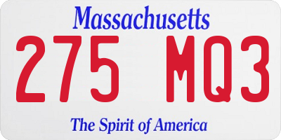 MA license plate 275MQ3