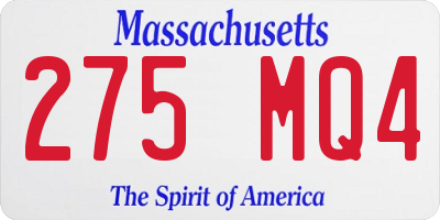 MA license plate 275MQ4